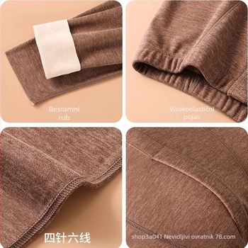 Muške termalne hlače od kašmira, dvostruko slojene, antibakterijske i tople, debela tkanina 251–300 g/m²