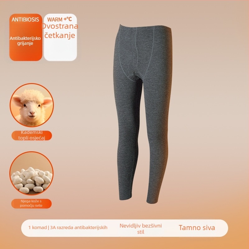Muške termalne hlače od kašmira, dvostruko slojene, antibakterijske i tople, debela tkanina 251–300 g/m²