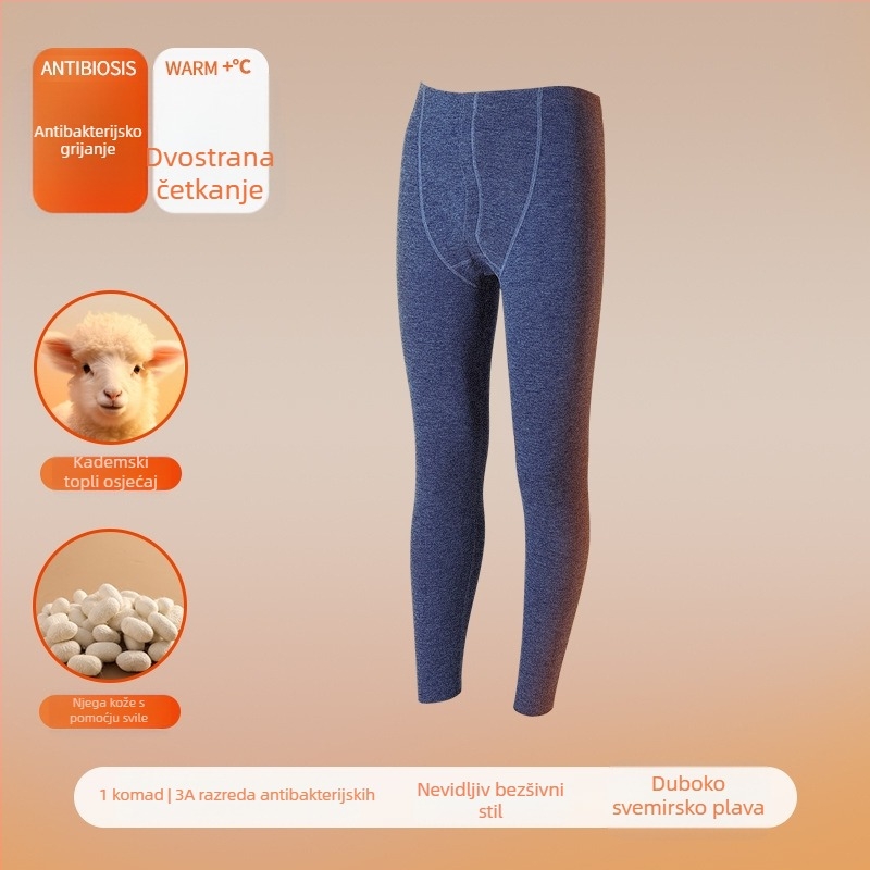 Muške termalne hlače od kašmira, dvostruko slojene, antibakterijske i tople, debela tkanina 251–300 g/m²