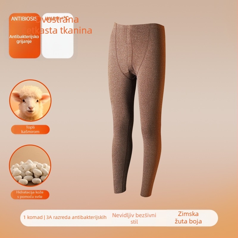 Muške termalne hlače od kašmira, dvostruko slojene, antibakterijske i tople, debela tkanina 251–300 g/m²