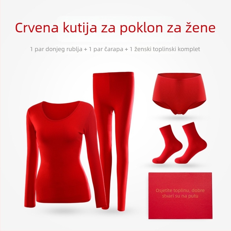 Unisex pamučni termalni komplet s kapuljom, dugim rukavima, okruglim izrezom, bez šavova