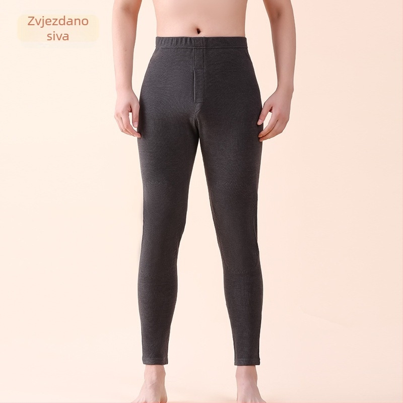 Muške bezšivne termalne hlače s flis podstavom, zaštita koljena, osnovni sloj od akrilne tkanine