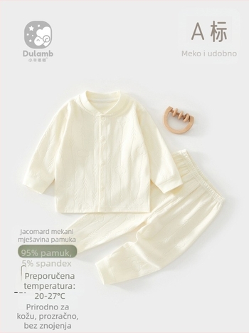 Dječji dvodijelni termalni komplet od pamuka, unisex, materijal koji odvodi vlagu, mekan, za proljeće i jesen