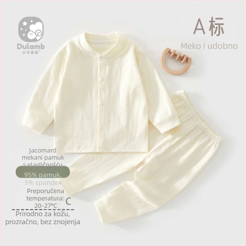 Dječji dvodijelni termalni komplet od pamuka, unisex, materijal koji odvodi vlagu, mekan, za proljeće i jesen