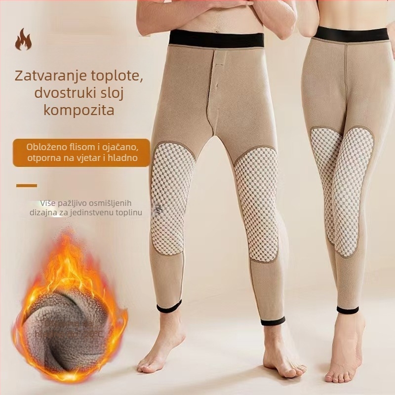 Grafen termo hlače s fleece podstavom, visokim strukom, dvostruki sloj od poliestera, zaštita koljena i struka