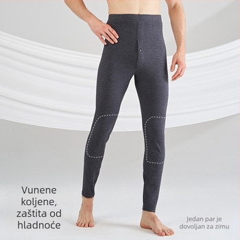 Muške termalne donje hlače za jesen-zimu, brušeni poliester 70–80%, 201–250 g/m², elastičnost i zadržavanje topline, jednodijelni sloj