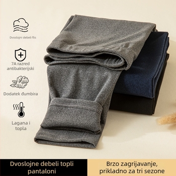 Muške antibakterijske termo hlače, srednji pojas, flis podstava, debela poliester tkanina, uski kroj