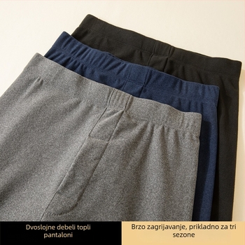 Muške antibakterijske termo hlače, srednji pojas, flis podstava, debela poliester tkanina, uski kroj