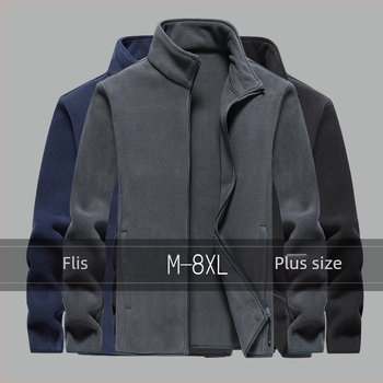 Muška zimska fleece jakna s stojećim ovratnikom i prednjim zipom, standardni kroj