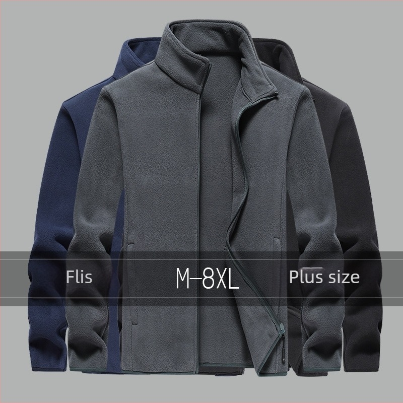 Muška zimska fleece jakna s stojećim ovratnikom i prednjim zipom, standardni kroj