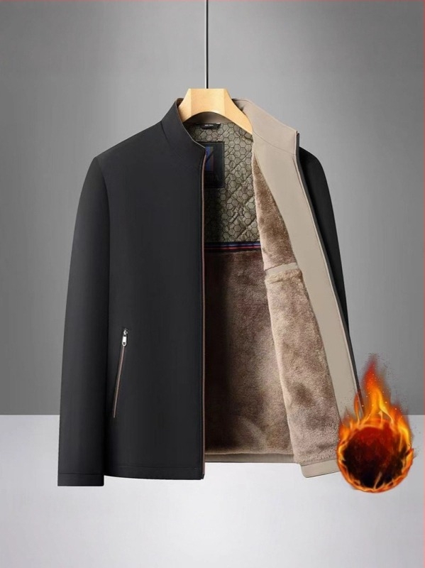 Muška zimna jakna s fleece podstavom, debela izolacija, stojeći ovratnik i zatvarač