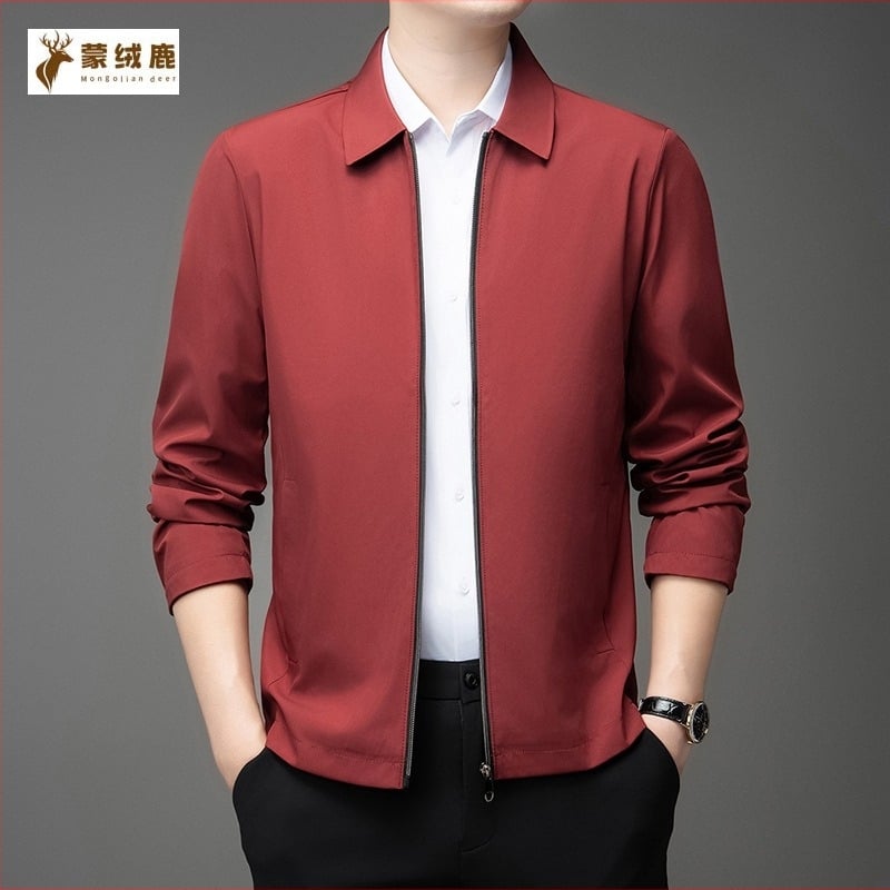 Muško sako s reverom, zatvaračem, jednofarbni uzorak, pamuk-elastan smjesa