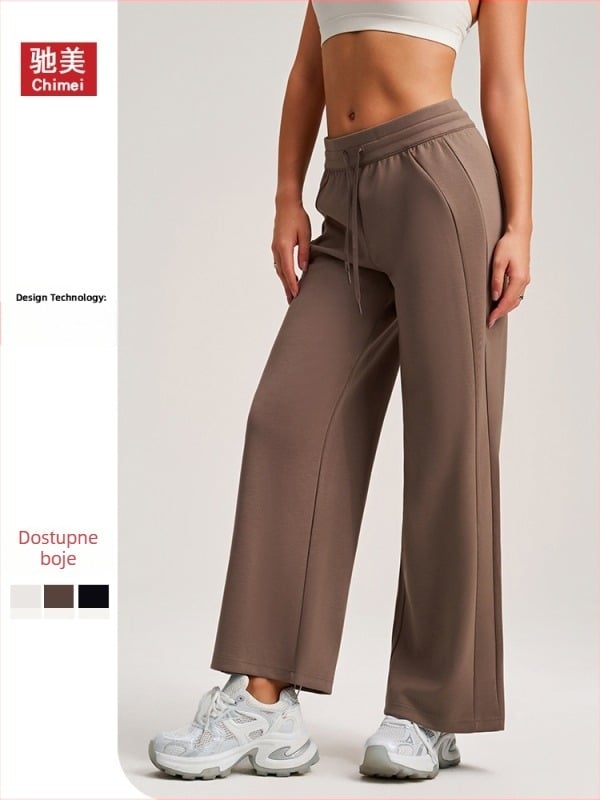 Pantalone s visokim podom, ravni ili opušteni kroj, tkanina rayon zračni sloj; sastav: poliester 81%, viskoz 15%, spandeks 4% (Hyosung)