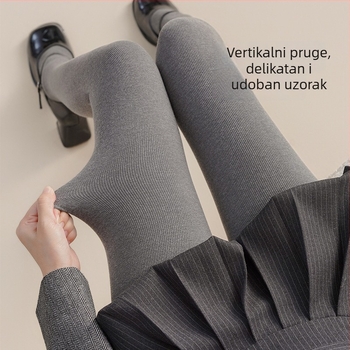 Leggings s fleecem iznutra i vertikalnim prugama, Nylon-Spandex materijal, podizanje bokova i kontrola trbuha