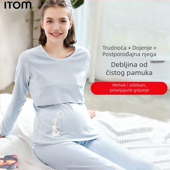 Anfiya set za trudnoću i dojenje od pamuka, dugi rukav, otvor za dojenje