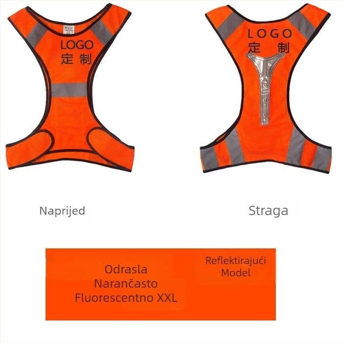 Sigurnosna reflektirajuća vestica od mrežaste tkanine za noćno trčanje i vožnju biciklom | mrežasta tkanina; reflektirajuća traka; model MAM-1028; branda mam-safety/Meianming; prilagodljiva obrada