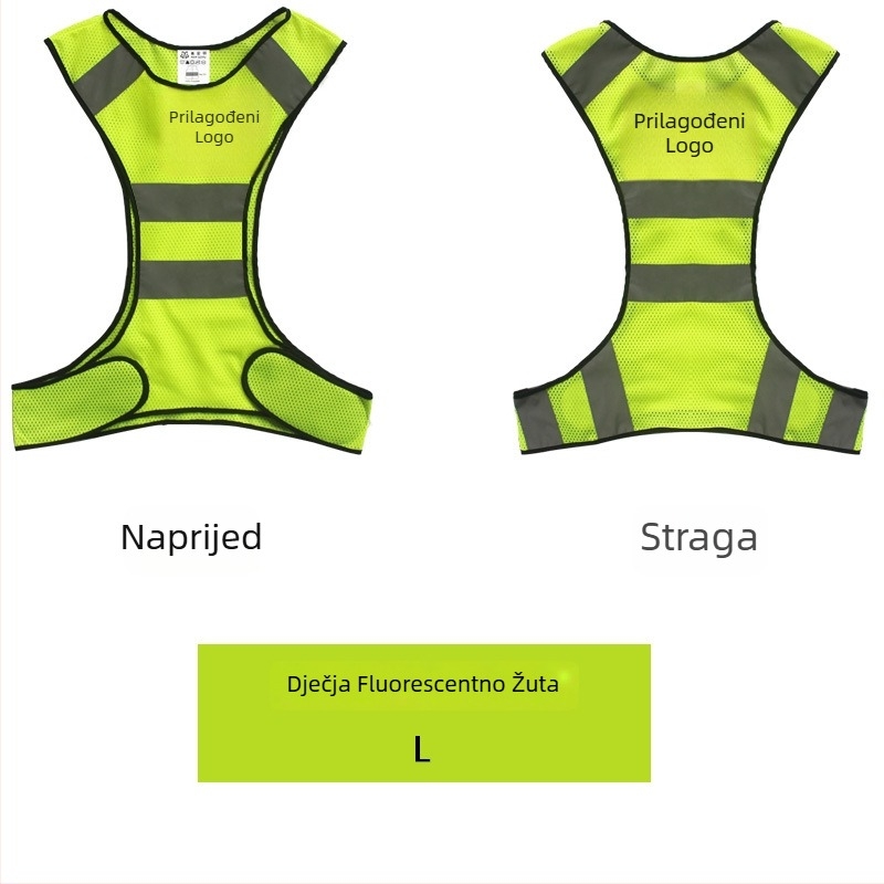 Sigurnosna reflektirajuća vestica od mrežaste tkanine za noćno trčanje i vožnju biciklom | mrežasta tkanina; reflektirajuća traka; model MAM-1028; branda mam-safety/Meianming; prilagodljiva obrada