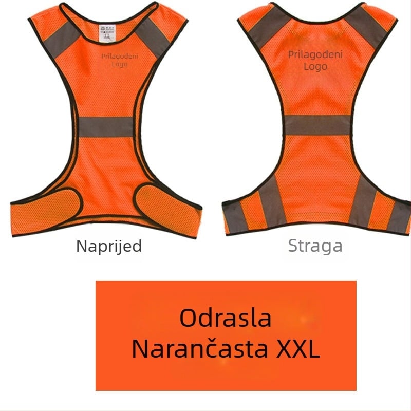 Sigurnosna reflektirajuća vestica od mrežaste tkanine za noćno trčanje i vožnju biciklom | mrežasta tkanina; reflektirajuća traka; model MAM-1028; branda mam-safety/Meianming; prilagodljiva obrada