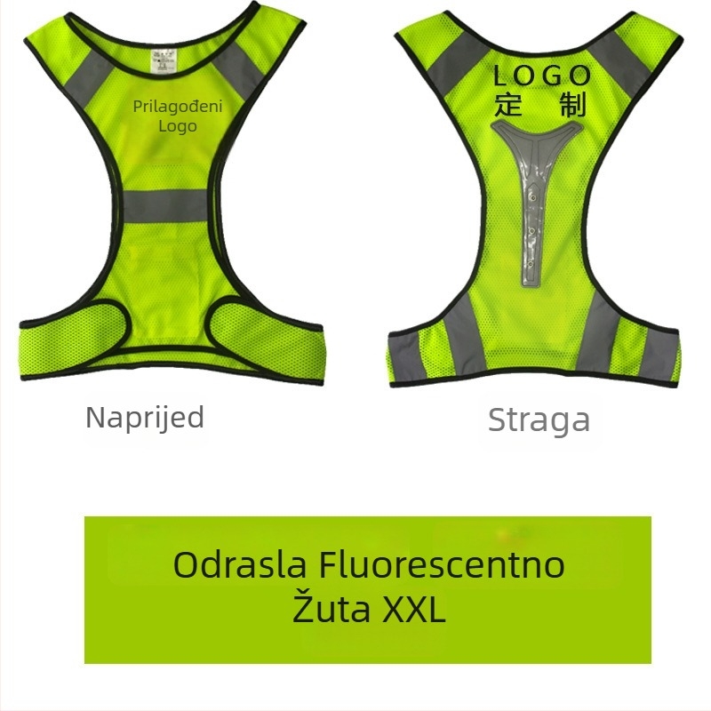 Sigurnosna reflektirajuća vestica od mrežaste tkanine za noćno trčanje i vožnju biciklom | mrežasta tkanina; reflektirajuća traka; model MAM-1028; branda mam-safety/Meianming; prilagodljiva obrada