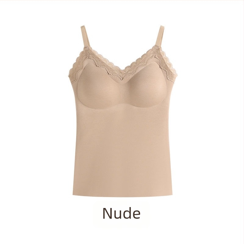 Ženski termalni top s integriranom podrškom za grudi, V izrez, jednoslojni, akrilna vlakna s 50–70% najlona, gustoća tkanine 161–180 g/m²