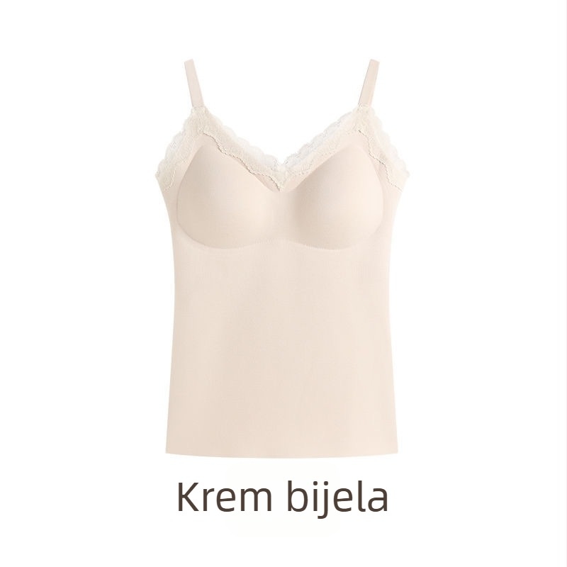 Ženski termalni top s integriranom podrškom za grudi, V izrez, jednoslojni, akrilna vlakna s 50–70% najlona, gustoća tkanine 161–180 g/m²