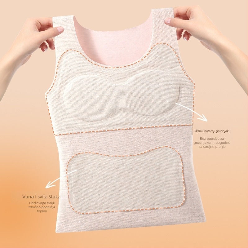 Termo prsluk s kapuljačom za djevojčice 13–18 godina, dvostruki sloj, debeli poliester 251–300 g/m2, anti-statistički, antibakterijski, održava toplinu, jastuk za prsa