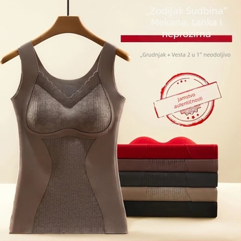 Ženska termalna vesta s flis podstavom, kontrola trbuha i zagrijavanje, Derong tkanina, V izrez, pulover