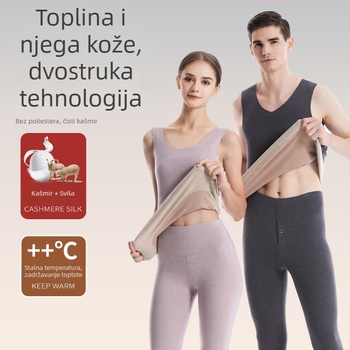 Termalna vesta od kašmira i svile, bezšivna, okrugli vrat, iznimno debeli materijal 301–350 g/m², pogodna za vanjsku upotrebu