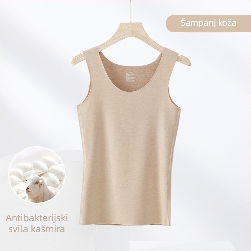 Termalna vesta od kašmira i svile, bezšivna, okrugli vrat, iznimno debeli materijal 301–350 g/m², pogodna za vanjsku upotrebu