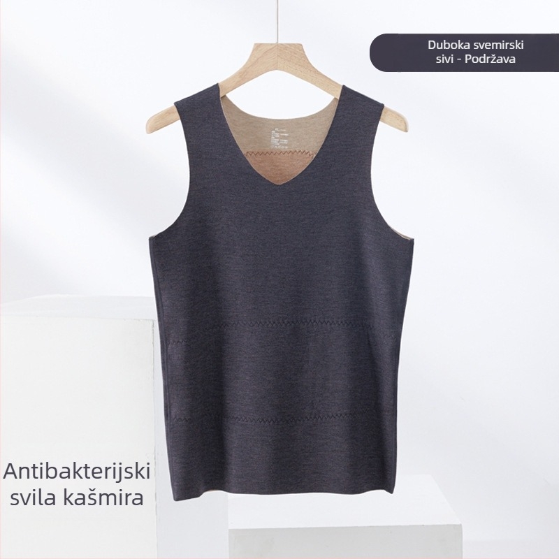 Termalna vesta od kašmira i svile, bezšivna, okrugli vrat, iznimno debeli materijal 301–350 g/m², pogodna za vanjsku upotrebu