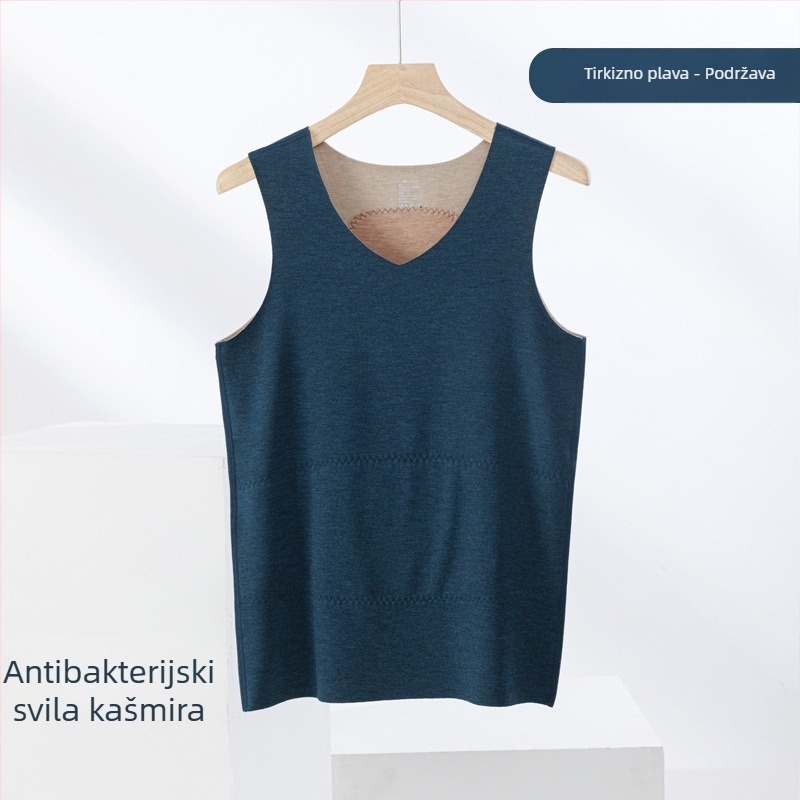 Termalna vesta od kašmira i svile, bezšivna, okrugli vrat, iznimno debeli materijal 301–350 g/m², pogodna za vanjsku upotrebu