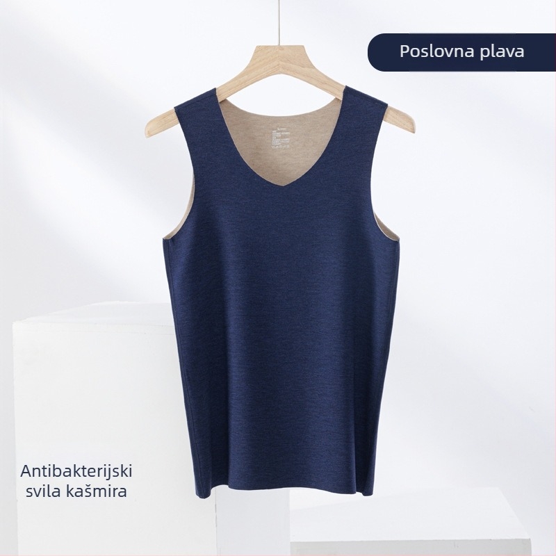 Termalna vesta od kašmira i svile, bezšivna, okrugli vrat, iznimno debeli materijal 301–350 g/m², pogodna za vanjsku upotrebu