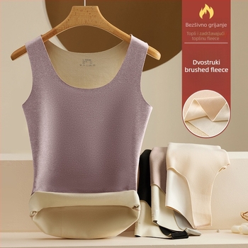 Ženski termalni prsluk De Velvet, fleec podstava, okrugli izrez, poliester 90–95%, srednja težina 181–200 g/m², oblikovanje tijela