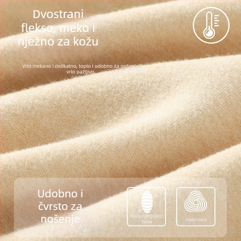 Ženski vuneni toplinski prsluk s integriranom jastučićem za prsni dio, bezšivni, baršunasto fleece podstava, okrugli ovratnik