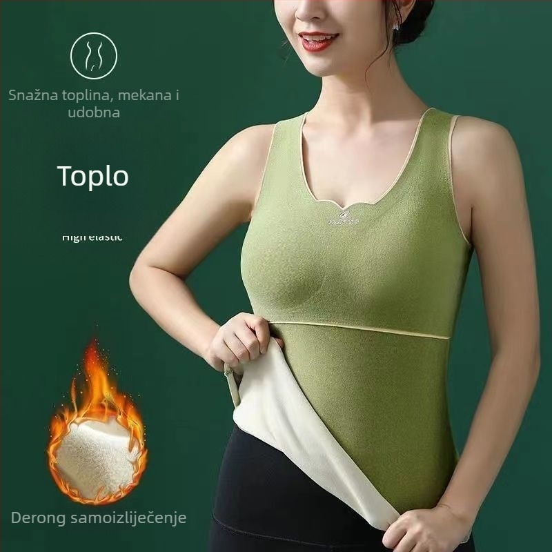 Ženski termalni prsluk s jastučićima za grudi, Cup-in dizajn, debela flisa unutrašnjost, Derong akril, samoogrijavanje, jednodijelni sloj