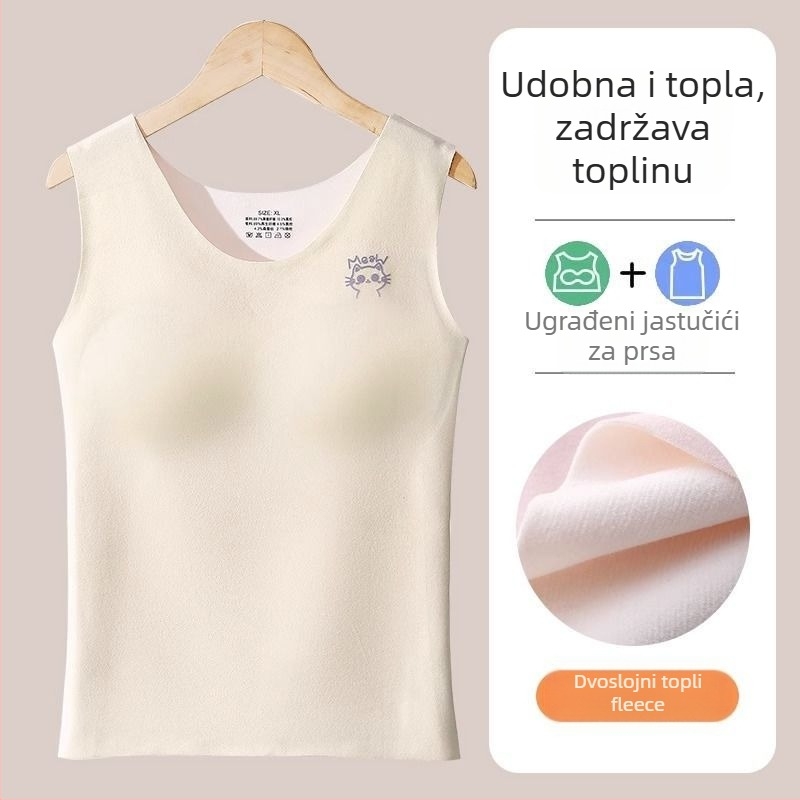 Bezšivni termalni vest s jastučićima za prsni koš, dvostruki sloj, akrilna tkanina, debela 201–250 g/m²