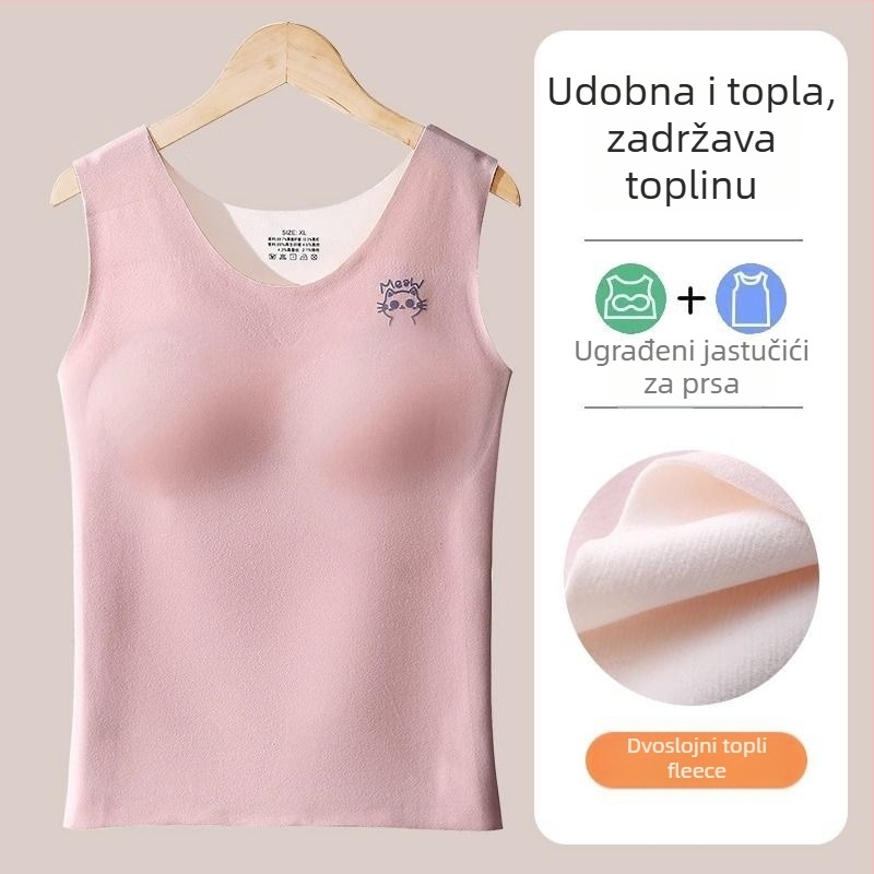 Bezšivni termalni vest s jastučićima za prsni koš, dvostruki sloj, akrilna tkanina, debela 201–250 g/m²