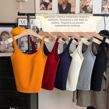 Termalni topić s ugrađenom umetkom za dojke, od akrilnih vlakana, kapuljača, U-oblik leđa, okrugli izrez, 251–300 g/m2.