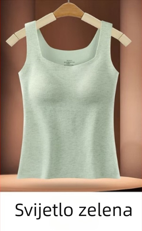 Ženski termalni prsluk s ugrađenom jastučićem za grudi, bezšivni, Lyocell, četverokutni ovratnik, oblikovanje tijela