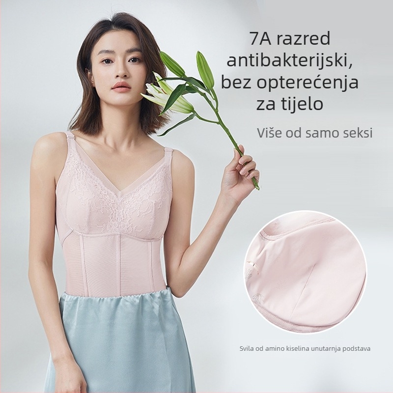 Kamisola s čipkom i jastučićem za grudi, Vizrez, trake sling tipa, najlon materijal