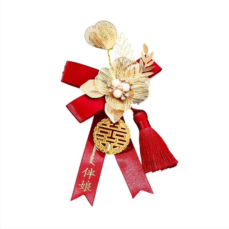 Set corsage za vjenčanje za mladenku, mladoženju i obitelj - ručno izrađene broševe s trakom