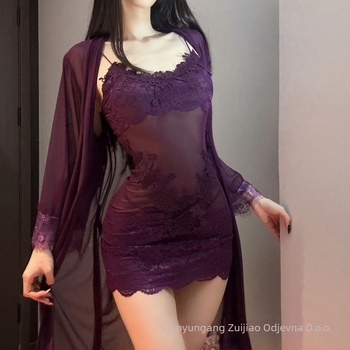 Intimna haljina s čipkasto mrežastim panelom, prozirna, bodycon, poliester