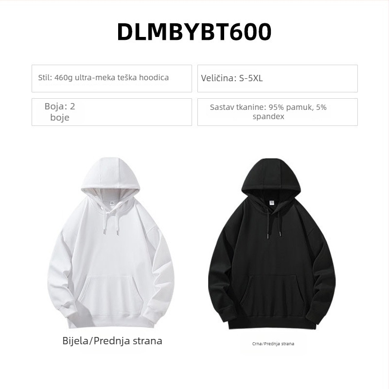 Jesensko-zimska hoodica s tiskom loga i uzorkom zvjezdanog neba, fleece podstava, teška verzija 301–350 g