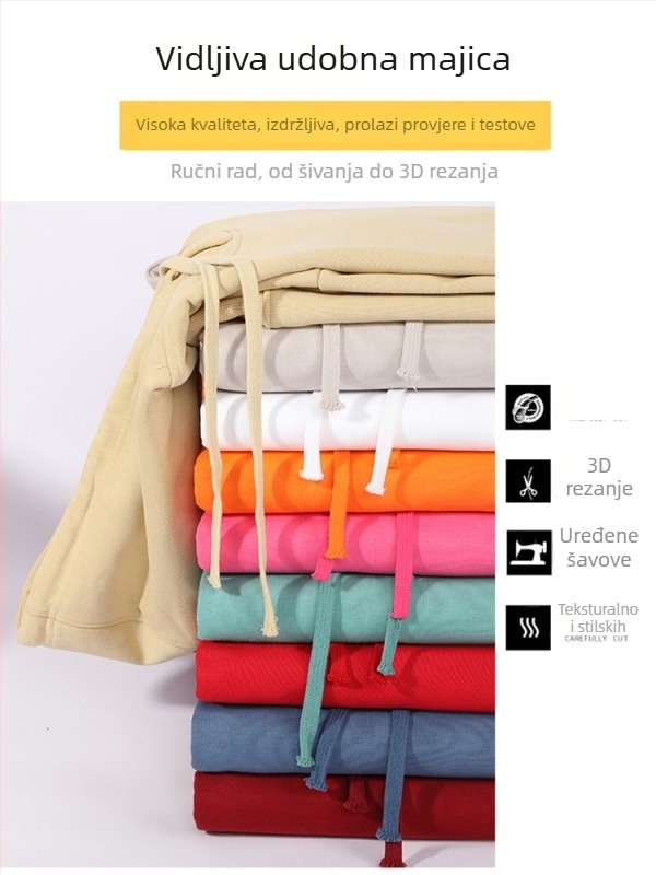 Unisex hoodie od pamuka, labav kroj, bočne džepove, okrugli izrez, dugi rukavi, ribani rub, 96% pamuk, 350–400 g, za proleće i jesen