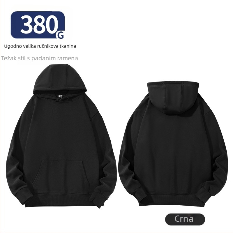 Unisex hoodie od pamuka, labav kroj, bočne džepove, okrugli izrez, dugi rukavi, ribani rub, 96% pamuk, 350–400 g, za proleće i jesen
