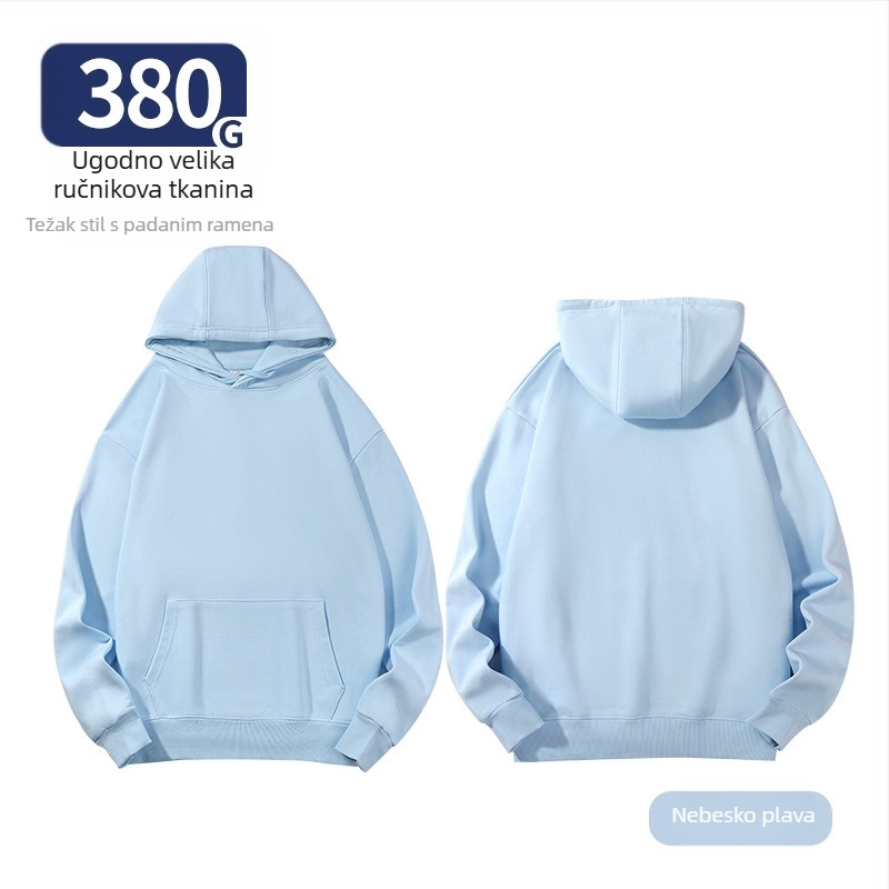 Unisex hoodie od pamuka, labav kroj, bočne džepove, okrugli izrez, dugi rukavi, ribani rub, 96% pamuk, 350–400 g, za proleće i jesen