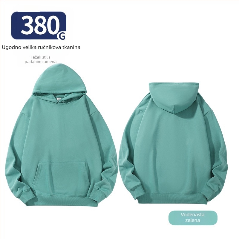 Unisex hoodie od pamuka, labav kroj, bočne džepove, okrugli izrez, dugi rukavi, ribani rub, 96% pamuk, 350–400 g, za proleće i jesen