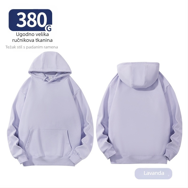 Unisex hoodie od pamuka, labav kroj, bočne džepove, okrugli izrez, dugi rukavi, ribani rub, 96% pamuk, 350–400 g, za proleće i jesen