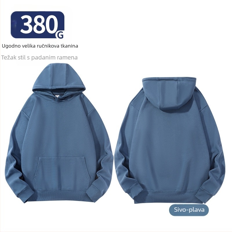 Unisex hoodie od pamuka, labav kroj, bočne džepove, okrugli izrez, dugi rukavi, ribani rub, 96% pamuk, 350–400 g, za proleće i jesen