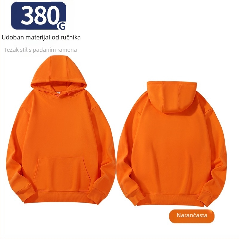 Unisex hoodie od pamuka, labav kroj, bočne džepove, okrugli izrez, dugi rukavi, ribani rub, 96% pamuk, 350–400 g, za proleće i jesen